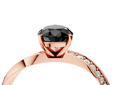 Rose gold Fancy Black Pear Cut Diamond Engagement Ring with Side Stone Accents and Four-Prong Setting_64