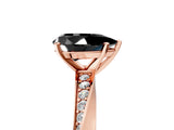 Rose gold Fancy Black Pear Cut Diamond Engagement Ring with Side Stone Accents and Four-Prong Setting_65