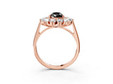 Rose gold Fancy Black Pear Cut Diamond Floral Double Halo Engagement Ring with Prong Setting_15