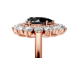 Rose gold Fancy Black Pear Cut Diamond Floral Double Halo Engagement Ring with Prong Setting_17