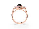 Rose gold Fancy Black Pear Cut Diamond Floral Double Halo Engagement Ring with Prong Setting_21