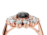 Rose gold Fancy Black Pear Cut Diamond Floral Double Halo Engagement Ring with Prong Setting_22