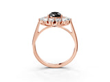 Rose gold Fancy Black Pear Cut Diamond Floral Double Halo Engagement Ring with Prong Setting_63
