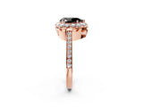 Rose gold Fancy Black Pear Cut Diamond Floral Halo Ring with Pavé Band and Prong Setting_5