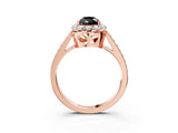 Rose gold Fancy Black Pear Cut Diamond Floral Halo Ring with Pavé Band and Prong Setting_6