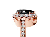 Rose gold Fancy Black Pear Cut Diamond Floral Halo Ring with Pavé Band and Prong Setting_8