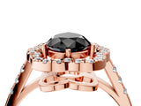 Rose gold Fancy Black Pear Cut Diamond Floral Halo Split Shank Prong Setting Ring_4