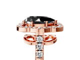 Rose gold Fancy Black Pear Cut Diamond Floral Halo Split Shank Prong Setting Ring_5