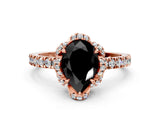 Rose gold Fancy Black Pear Cut Diamond Halo Pave Band with Four-Prong Setting_3