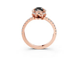 Rose gold Fancy Black Pear Cut Diamond Halo Pave Band with Four-Prong Setting_6