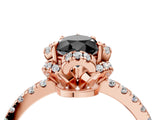 Rose gold Fancy Black Pear Cut Diamond Halo Pave Band with Four-Prong Setting_7
