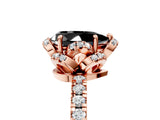 Rose gold Fancy Black Pear Cut Diamond Halo Pave Band with Four-Prong Setting_8