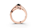 Rose gold Fancy Black Pear Cut Diamond Halo Ring with Split Shank Pavé Band and Four-Prong Setting_3