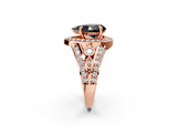 Rose gold Fancy Black Pear Cut Diamond Halo Ring with Split Shank and Bezel Accents and Four-Prong Setting_2