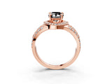 Rose gold Fancy Black Pear Cut Diamond Halo Ring with Split Shank and Bezel Accents and Four-Prong Setting_3