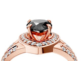 Rose gold Fancy Black Pear Cut Diamond Halo Ring with Split Shank and Bezel Accents and Four-Prong Setting_4
