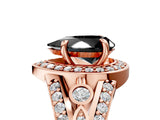 Rose gold Fancy Black Pear Cut Diamond Halo Ring with Split Shank and Bezel Accents and Four-Prong Setting_5