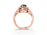 Rose gold Fancy Black Pear Cut Diamond Halo Ring with Split Shank and Bezel Accents and Prong Setting_3