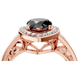 Rose gold Fancy Black Pear Cut Diamond Halo Ring with Split Shank and Bezel Accents and Prong Setting_4