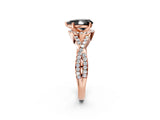 Rose gold Fancy Black Pear Cut Diamond  Halo Twist Band Solitaire Prong Setting Ring_14