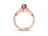 Rose gold Fancy Black Pear Cut Diamond  Halo Twist Band Solitaire Prong Setting Ring_45