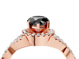 Rose gold Fancy Black Pear Cut Diamond  Halo Twist Band Solitaire Prong Setting Ring_46