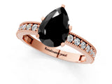 Rose gold Fancy Black Pear Cut Diamond Milgrain Pavé Engagement Ring with Four-Prong Setting_1