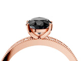 Rose gold Fancy Black Pear Cut Diamond Milgrain Pavé Engagement Ring with Four-Prong Setting_4