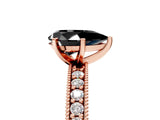 Rose gold Fancy Black Pear Cut Diamond Milgrain Pavé Engagement Ring with Four-Prong Setting_5