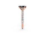 Rose gold Fancy Black Pear Cut Diamond Pavé Band Solitaire Ring with Prong Setting_14