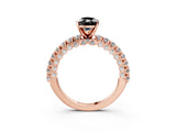Rose gold Fancy Black Pear Cut Diamond Pavé Band Solitaire Ring with Prong Setting_15
