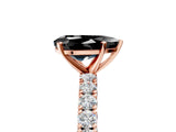 Rose gold Fancy Black Pear Cut Diamond Pavé Band Solitaire Ring with Prong Setting_17