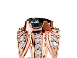 Rose gold Fancy Black Pear Cut Diamond Pave Art Deco Split Shank Ring with Four-Prong Setting_5