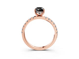 Rose gold Fancy Black Pear Cut Diamond Pave Band Solitaire Ring with Four-Prong Setting_15