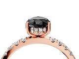 Rose gold Fancy Black Pear Cut Diamond Pave Band Solitaire Ring with Four-Prong Setting_16