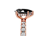 Rose gold Fancy Black Pear Cut Diamond Pave Band Solitaire Ring with Four-Prong Setting_17