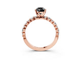 Rose gold Fancy Black Pear Cut Diamond Prong Set Engagement Ring with Pave Band_3