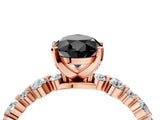Rose gold Fancy Black Pear Cut Diamond Prong Set Engagement Ring with Pave Band_4