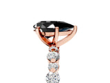 Rose gold Fancy Black Pear Cut Diamond Prong Set Engagement Ring with Pave Band_5