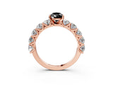 Rose gold Fancy Black Pear Cut Diamond Prong Setting with Side Stones on a Pave Band_3