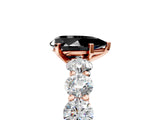 Rose gold Fancy Black Pear Cut Diamond Prong Setting with Side Stones on a Pave Band_5