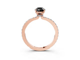 Rose gold Fancy Black Pear Cut Diamond Ring with Pavé Band and Four-Prong Setting_3