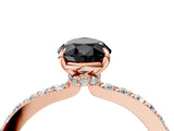 Rose gold Fancy Black Pear Cut Diamond Ring with Pavé Band and Four-Prong Setting_4