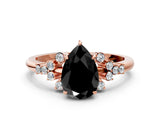 Rose gold Fancy Black Pear Cut Diamond Ring with Side Stones and Four-Prong Setting_36