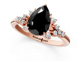Rose gold Fancy Black Pear Cut Diamond Ring with Side Stones and Four-Prong Setting_37