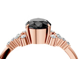 Rose gold Fancy Black Pear Cut Diamond Ring with Side Stones and Four-Prong Setting_40