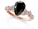 Rose gold Fancy Black Pear Cut Diamond Scattered Round Accent Ring with Prong Setting_13