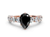 Rose gold Fancy Black Pear Cut Diamond Side Stone Engagement Ring with Four-Prong Setting_25