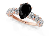 Rose gold Fancy Black Pear Cut Diamond Side Stone Engagement Ring with Four-Prong Setting_26