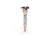 Rose gold Fancy Black Pear Cut Diamond Side Stone Engagement Ring with Four-Prong Setting_27